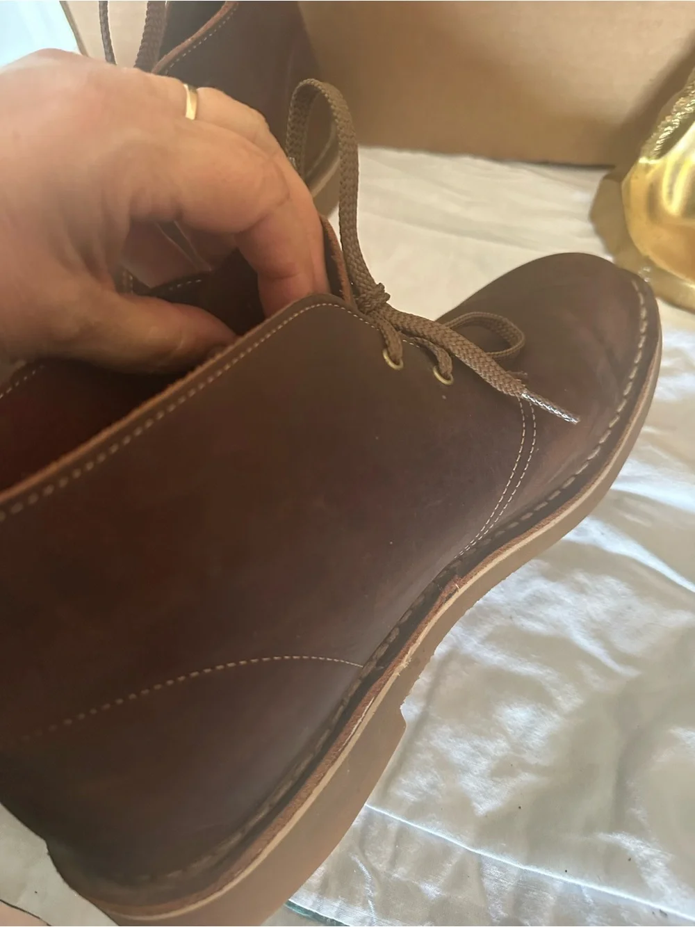 Clarks Brown Leather Chukka Boots with Tan Laces